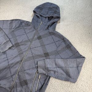 Vintage Zoo York Hoodie Mens Large Blue Plaid Y2K Skater Hip Hop Full Zip